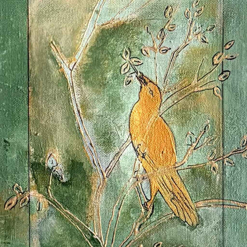 The Talking Bird - Acrylic Painting - Artezaar.com Online Art Gallery