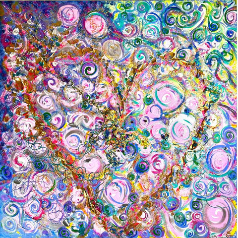 The Vibration of the heart- Twin Flames Abstract Acrylic Painting Buy Now on Artezaar.com Online Art Gallery Dubai UAE