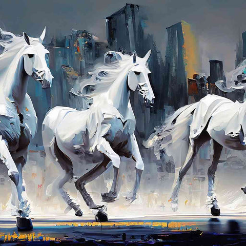 The White Stallions Digital Painting Buy Now on Artezaar.com Online Art Gallery Dubai UAE