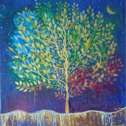 The tree of imagination - Kalpavriksh Abstract Mixed media painting Buy Now on Artezaar.com Online Art Gallery Dubai UAE