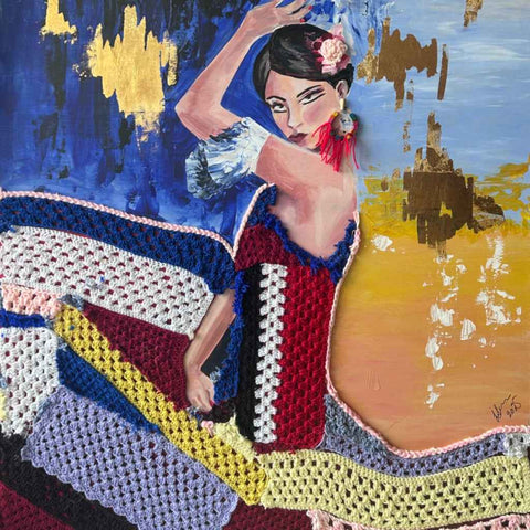 Threads of Her Spirit Mixed Media Painting Buy Now on Artezaar.com Online Art Gallery Dubai UAE