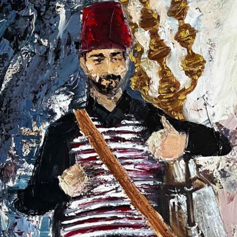 Traditional Syrian Tea Selling Oil Painting Buy Now on Artezaar.com Online Art Gallery Dubai UAE
