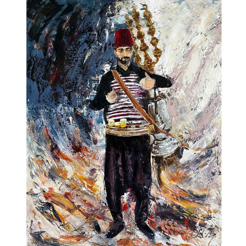 Traditional Syrian Tea Selling Oil Painting Buy Now on Artezaar.com Online Art Gallery Dubai UAE