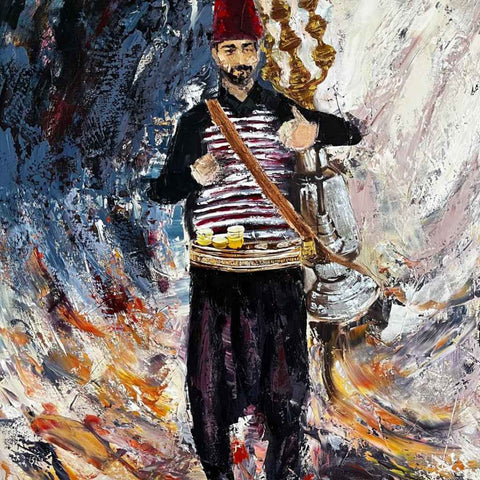 Traditional Syrian Tea Selling Oil Painting Buy Now on Artezaar.com Online Art Gallery Dubai UAE