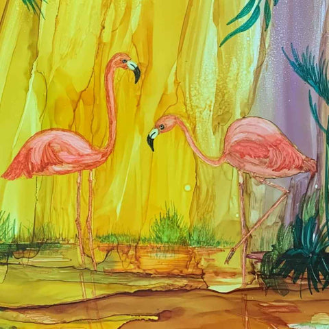 Tropical Tranquil Abstract Mixed media Painting Buy Now on Artezaar.com Online Art Gallery Dubai UAE