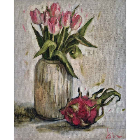 Tulip and Dragonfruit Fine Oil Painting Buy Now on Artezaar.com Online Art Gallery Dubai UAE