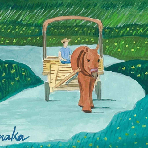 Umahori Horse - Drawn Carriage - Acrylic Painting - Artezaar.com Online Art Gallery