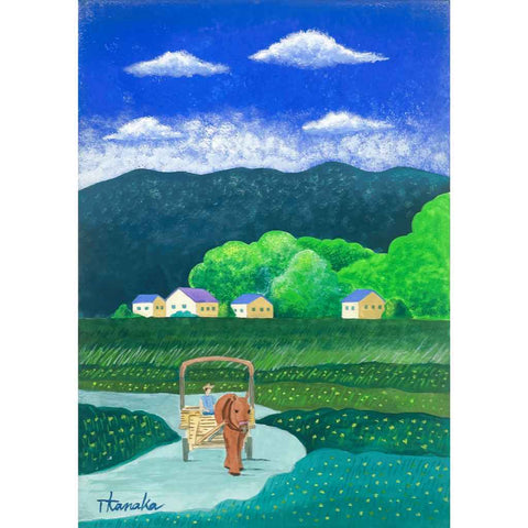 Umahori Horse - Drawn Carriage - Acrylic Painting - Artezaar.com Online Art Gallery