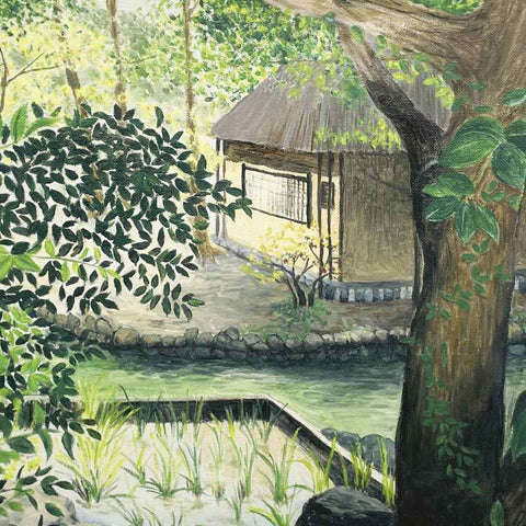 Umemiya - Taisha Shrine, Tea House In The Backyard - Oil Painting - Artezaar.com Online Art Gallery