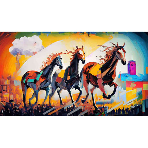 Urban Equine Symphony Digital Art Print Buy Now on Artezaar.com Online Art Gallery Dubai UAE