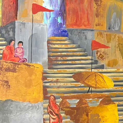 Varanasi Acrylic Painting Buy Now on Artezaar.com Online Art Gallery Dubai UAE