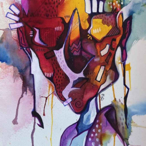 Veil of Dread Mixed Media Painting Buy Now on Artezaar.com Online Art Gallery Dubai UAE