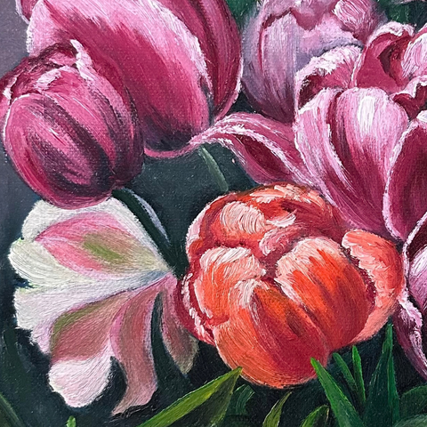 Velvet Tulips - Oil Painting - Artezaar.com Online Art Gallery