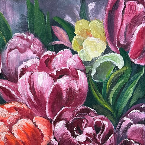 Velvet Tulips - Oil Painting - Artezaar.com Online Art Gallery