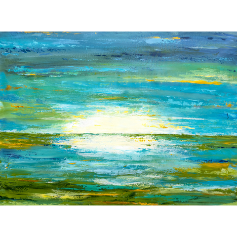 Verdant Sunset Glow - Acrylic Painting- Artezaar.com Online Art Gallery