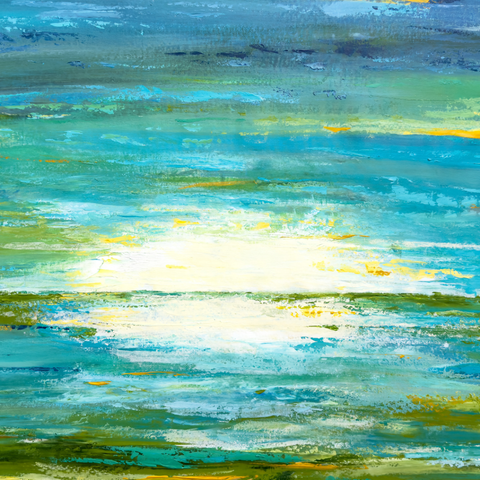Verdant Sunset Glow - Acrylic Painting- Artezaar.com Online Art Gallery