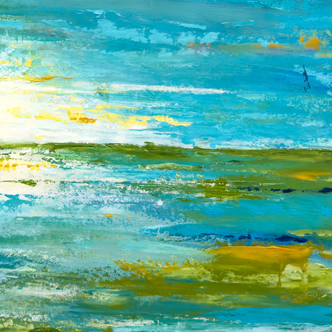 Verdant Sunset Glow - Acrylic Painting- Artezaar.com Online Art Gallery
