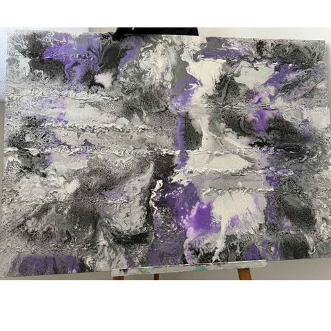 Violet Silver Motion Acrylic Painting Buy Now on Artezaar.com Online Art Gallery Dubai UAE