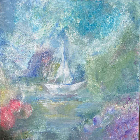 Whispers of the Lake 2 Abstract Acrylic Painting Buy Now on Artezaar.com Online Art Gallery Dubai UAE