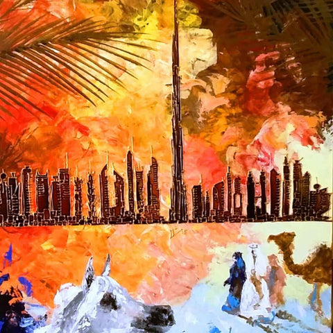 White Stallion Abstract Acrylic Painting Buy Now on Artezaar.com Online Art Gallery Dubai UAE