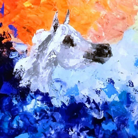 White Stallion Abstract Acrylic Painting Buy Now on Artezaar.com Online Art Gallery Dubai UAE