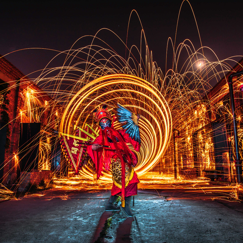 Zhong Kui Patrols The Street - Light Painting Art- Artezaar.com Online Art Gallery
