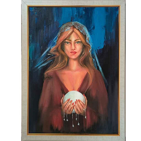 Moon and Starts down fine oil painting Buy Now on Artezaar.com Online Art Gallery Dubai UAE