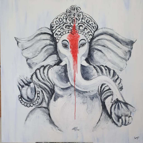 Auspicious Ganesha by Leena Kewlani Acrylic Painting Buy now on artezaar.com Online Art Gallery
