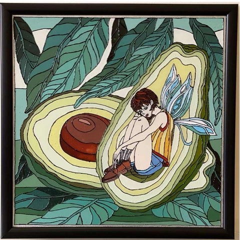 Avocado Fairy Glass Painting Buy Now on Artezaar.com Online Art Gallery Dubai UAE