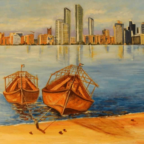 Between The Two Shores Oil Painting Buy Now on Artezaar.com Online Art Gallery Dubai UAE