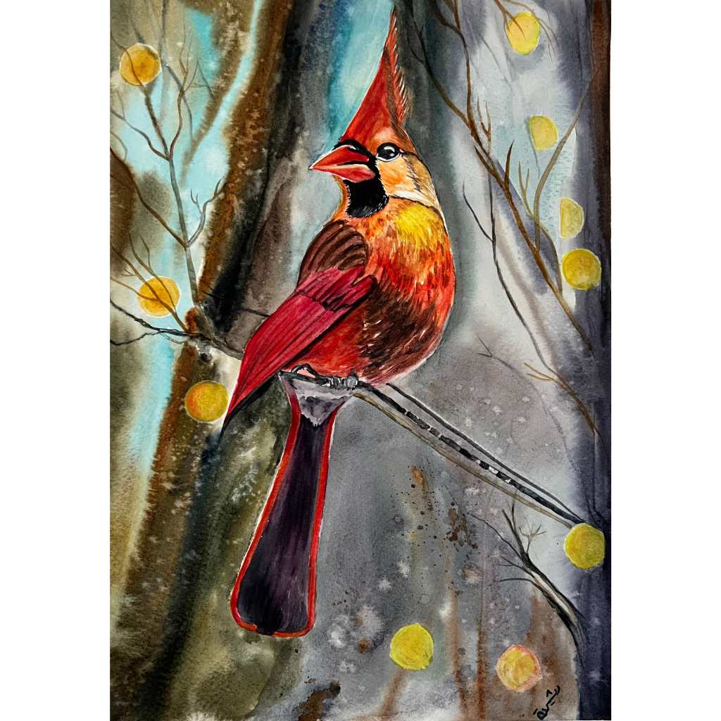 Cardinal Beauty | Watercolor Painting | Artezaar.com Art Gallery Dubai ...