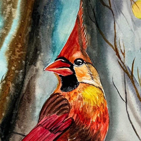 Cardinal Beauty Watercolor Painting Buy Now on Artezaar.com Online Art Gallery Dubai UAE
