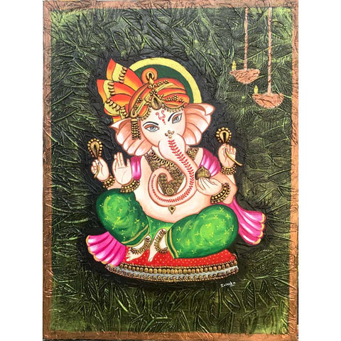 Ganesha by Renuka Sanjeev Mixed media painting Buy now on artezaar.com Online Art Gallery