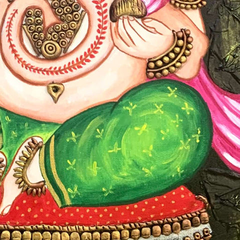 Ganesha by Renuka Sanjeev Mixed media painting Buy now on artezaar.com Online Art Gallery