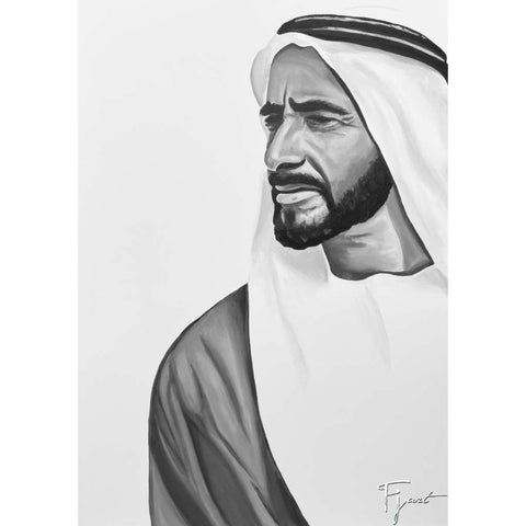 His Highness Sheikh Zayed Bin Sultan Al Nahyan by Fleur Josephine Acrylic Painting Buy Now on Artezaar.com Online Art Gallery Dubai UAE