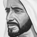 His Highness Sheikh Zayed Bin Sultan Al Nahyan by Fleur Josephine Acrylic Painting Buy Now on Artezaar.com Online Art Gallery Dubai UAE