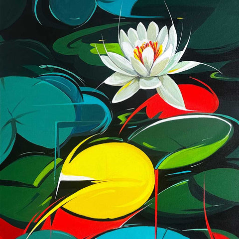 Lotus Acrylic Painting Buy Now on Artezaar.com Online Art Gallery Dubai UAE