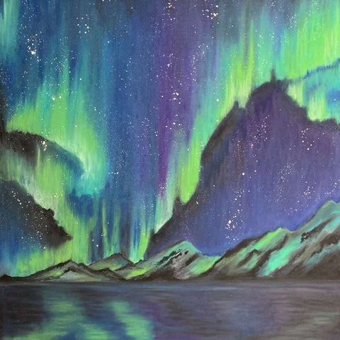 Northern lights by Divya Singla Mixed media painting Buy now on artezaar.com Online Art Gallery