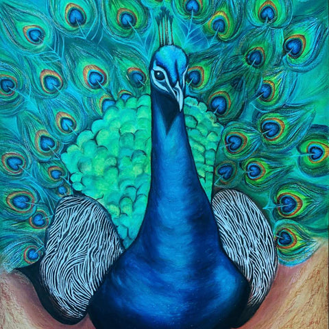 Peacock - dignity, grace and poise by Divya Singla Mixed media Painting Buy now on artezaar.com Online Art Gallery