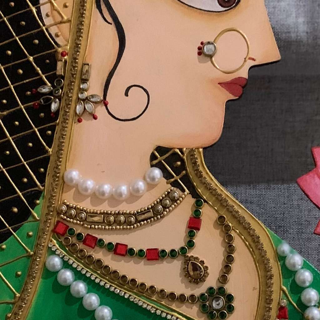 Rani Raja Sticker Rani - Raja | Indian Mixed media Painting | Artezaar.com Art Gallery ...