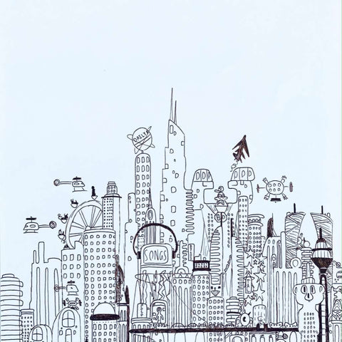 UAE Futuristic Skyline by Vihaan Aiyar Sketches & Drawings Buy now on artezaar.com Online Art Gallery