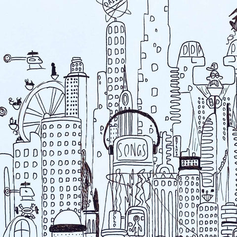 UAE Futuristic Skyline by Vihaan Aiyar Sketches & Drawings Buy now on artezaar.com Online Art Gallery