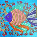 Circular Gond Style Fish Mixed Media Painting Buy Now on Artezaar.com Online Art Gallery Dubai UAE