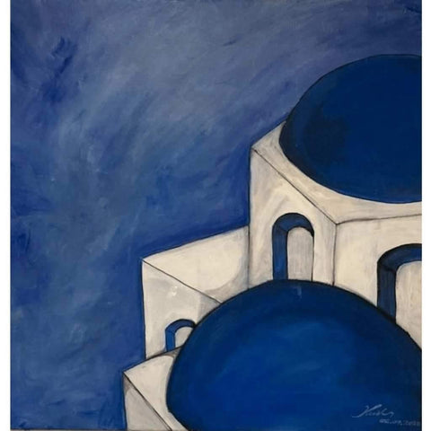 Blue Roof Abstract Acrylic Painting Buy Now on Artezaar.com Online Art Gallery Dubai UAE