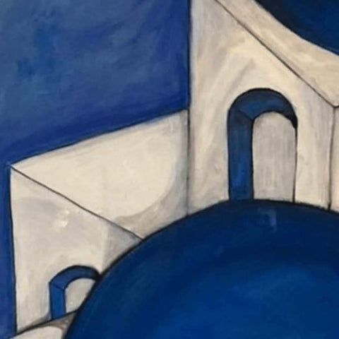 Blue Roof Abstract Acrylic Painting Buy Now on Artezaar.com Online Art Gallery Dubai UAE