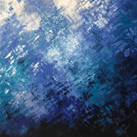 Blue Waves Abstract Oil Painting Buy Now on Artezaar.com Online Art Gallery Dubai UAE