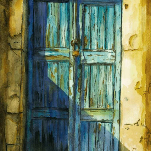 Cerulean Door Watercolor Painting Buy Now on Artezaar.com Online Art Gallery Dubai UAE