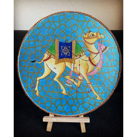 Circular Camel Painting Mixed Media Painting Buy Now on Artezaar.com Online Art Gallery Dubai UAE