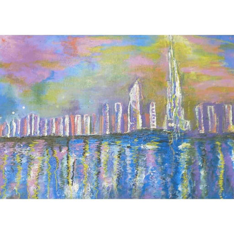 Dubai Skyline Mixed Media Painting Buy Now on Artezaar.com Online Art Gallery Dubai UAE