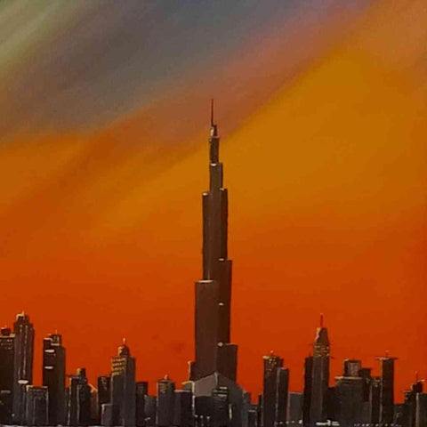 Dubai Skyrise Skyline Oil Painting Buy Now on Artezaar.com Online Art Gallery Dubai UAE
